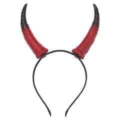 Devil Horns Halloween Fancy Dress Headband Ladies Metallic PVC Fluffy Horns