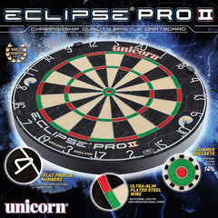 Dartboard | Eclipse Pro 2 | Flat Profile Number Ring | Championship Quality Sisal Bristle | Staple-Free Construction