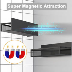 Magnetic Spice Rack for Refrigerator, 2 Pack Magnetic Shelf, Fridge Magnet Organizer with Moveable 4 Hooks, Magnet Fridge Shelf for Kitchen Organization and Storage (2 Pack)