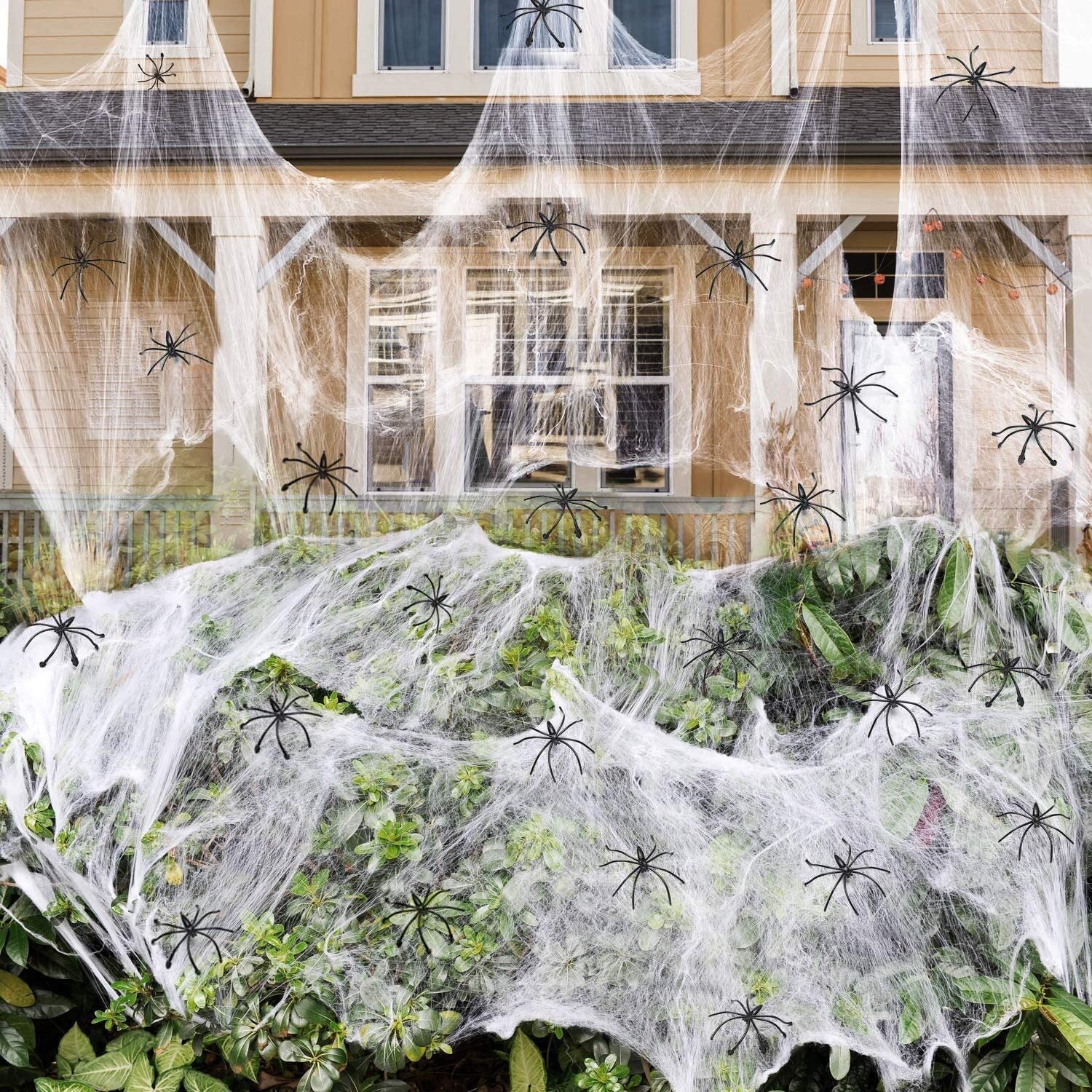 300G HALLOWEEN SPIDER WEB STRETCHABLE COBWEBS with 60 SPIDERS for HALLOWEEN