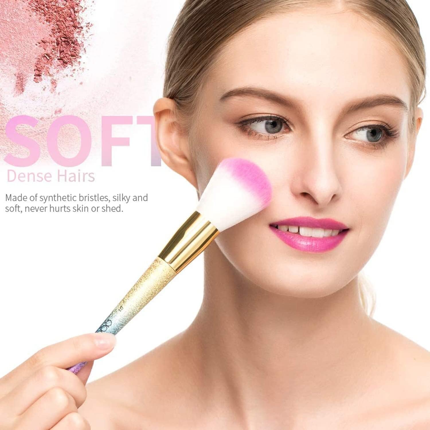 16Pcs Makeup Brushes Set, Professional Make up Brushes with Gift Box, Foundation Eyebrow Concealer Eyeshadow Bronzer Blush Contour Powder Eyeline Lip Makeup Brush Set, Rainbow Series