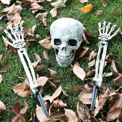 Halloween Skeleton Stakes: Realistic Skull, Head, Hands/Arms – For Party, Home, Garden, Lawn