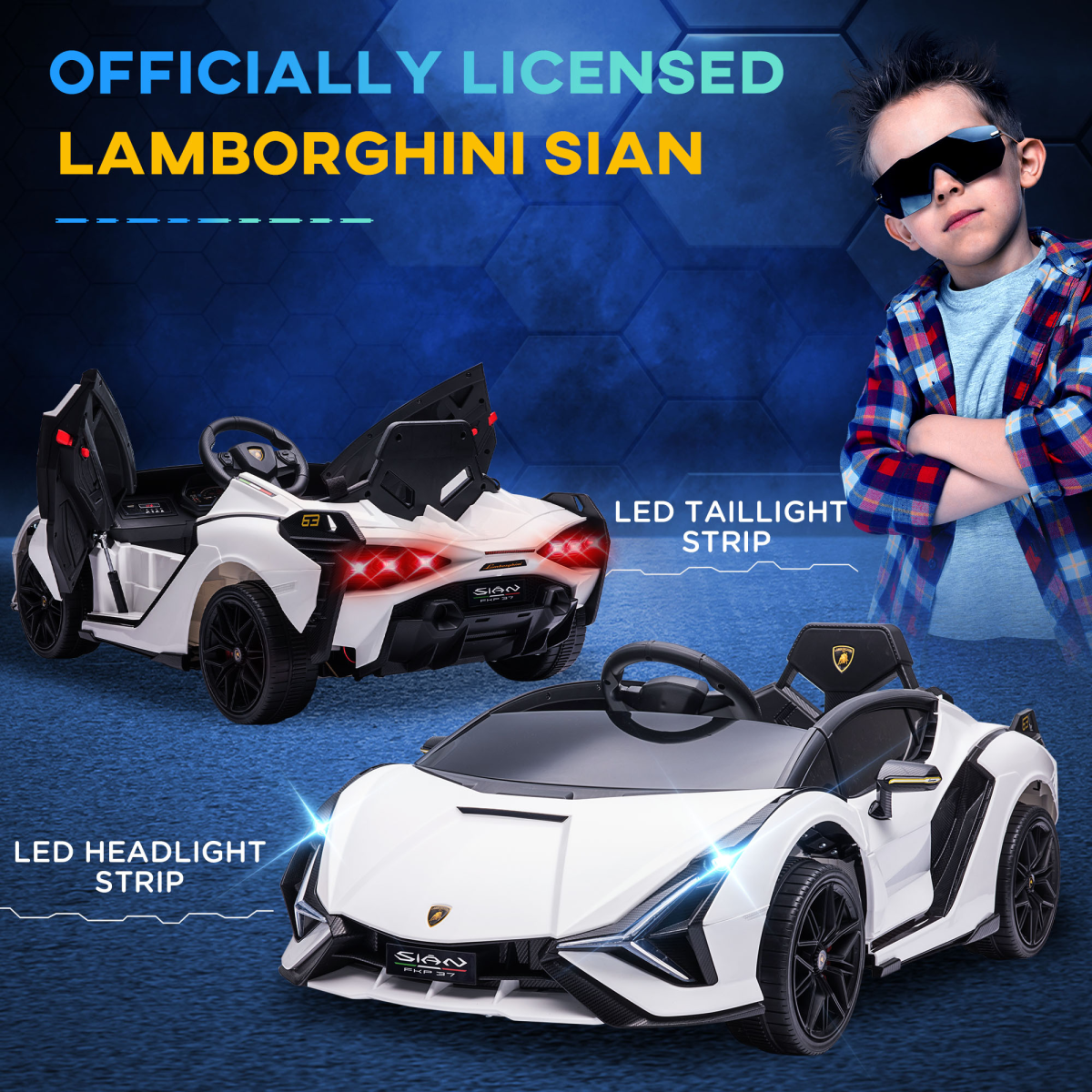 Lamborghini SIAN 12V Kids Electric Ride On Car Toy w/ Remote Control HOMCOM