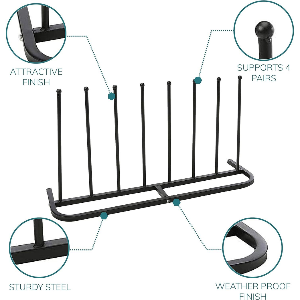 4 Pair Black Boot Shoe Welly Stand Storage Organizer