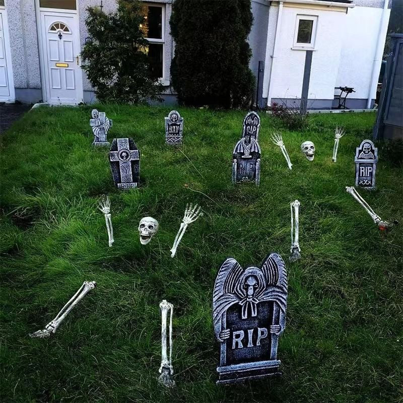 Halloween Skeleton Stakes: Realistic Skull, Head, Hands/Arms – For Party, Home, Garden, Lawn