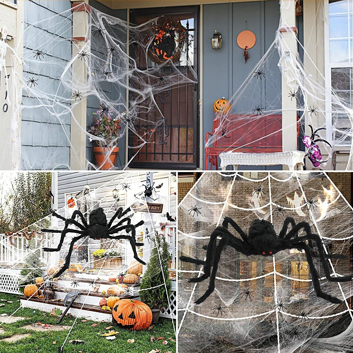 200CM Hairy Giant Spider Halloween Prop Haunted House Party In/Outdoor Decor New