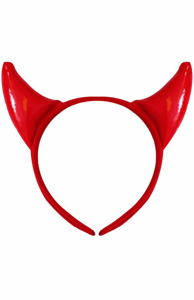 Devil Horns Halloween Fancy Dress Headband Ladies Metallic PVC Fluffy Horns