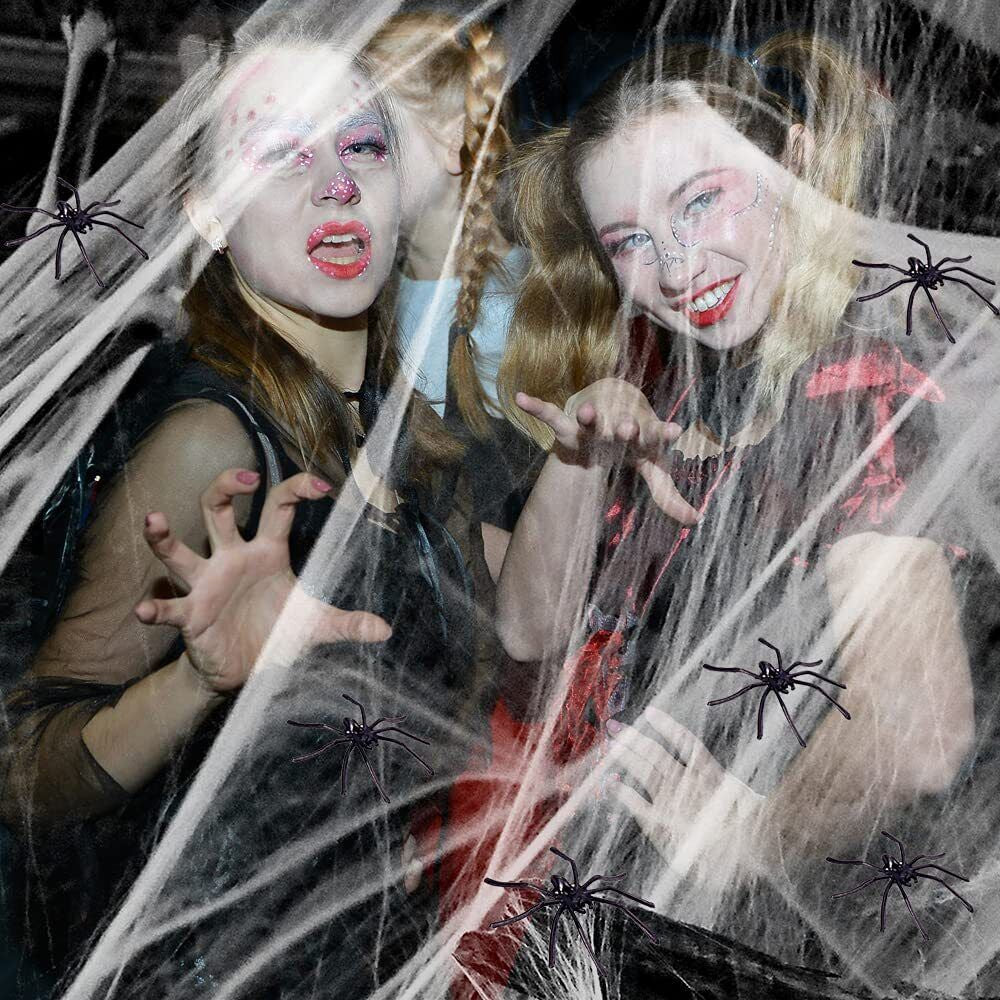 300G HALLOWEEN SPIDER WEB STRETCHABLE COBWEBS with 60 SPIDERS for HALLOWEEN