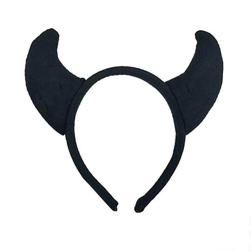Devil Horns Halloween Fancy Dress Headband Ladies Metallic PVC Fluffy Horns