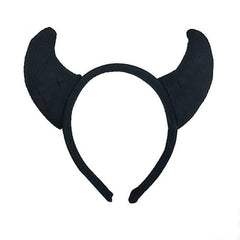 Devil Horns Halloween Fancy Dress Headband Ladies Metallic PVC Fluffy Horns