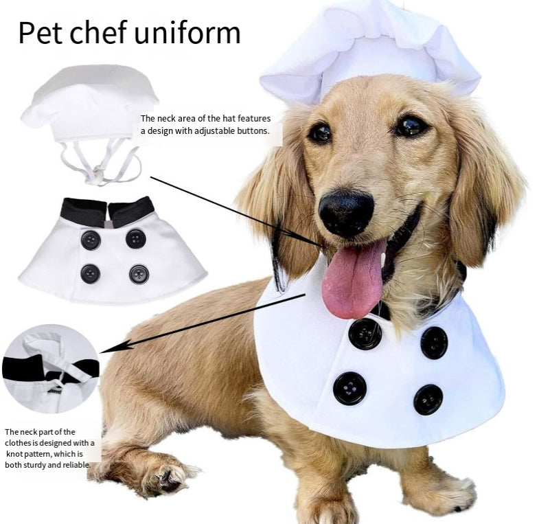 Dog chef costume hat set pet clothing, porch goose costume Halloween cosplay