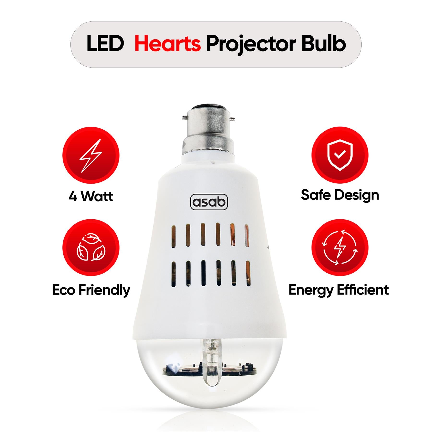 LED Projector Light Bulb Hearts