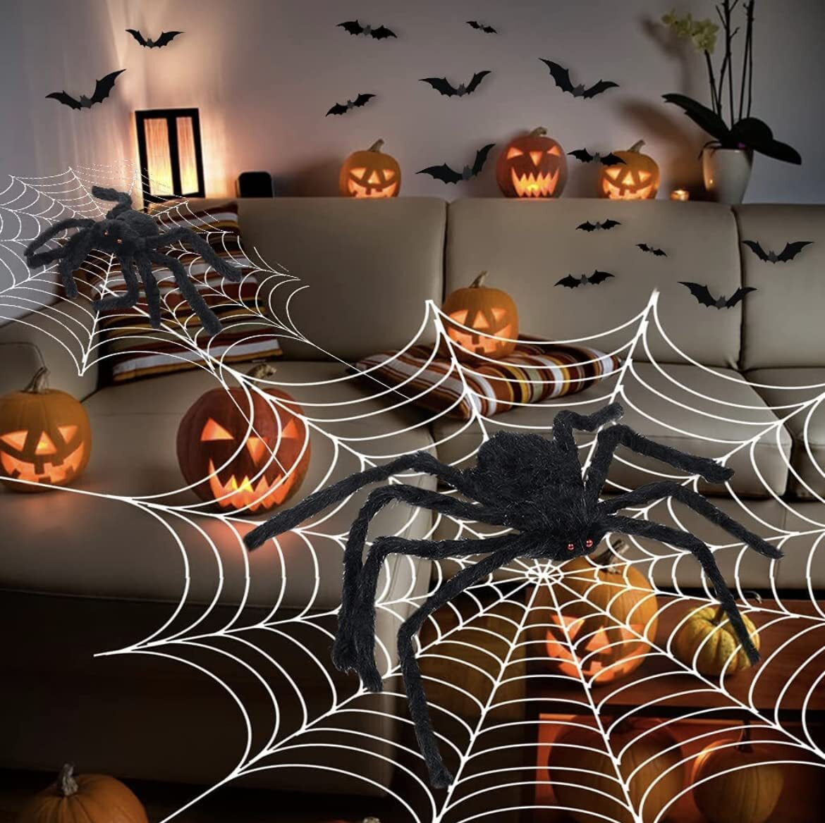 200CM Hairy Giant Spider Halloween Prop Haunted House Party In/Outdoor Decor New