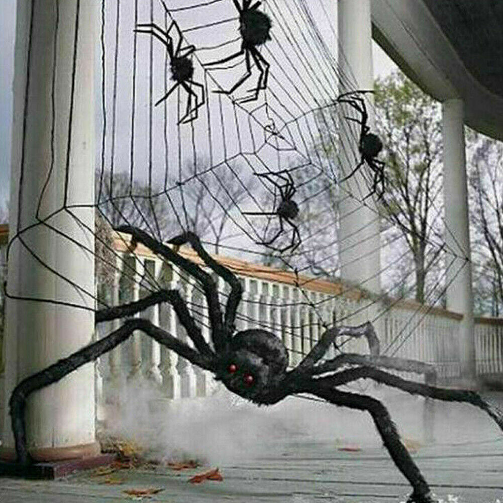 200CM Hairy Giant Spider Halloween Prop Haunted House Party In/Outdoor Decor New