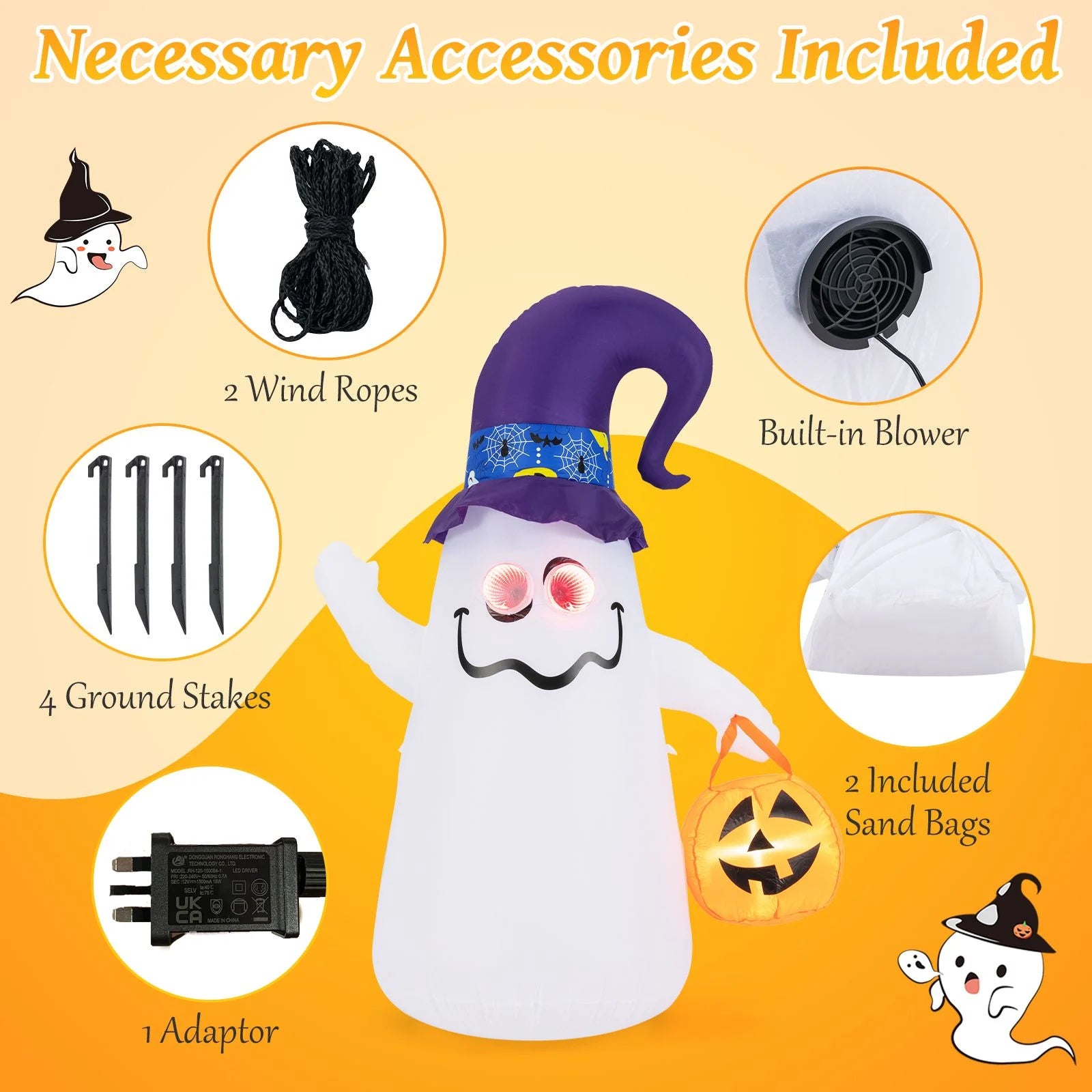 180 CM Halloween Inflatables with Dimming Infinity Mirror Lights