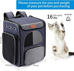 ® Cat Carrier Backpack, Foldable Pet Backpack Carrier for Cats and Small Dogs, Breathable Dog Carrier Backpack with Inner Safety Leash + Folding Dog Bowl Ideal for Hiking Traveling Outdoor Use