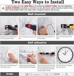 5 Holders+4 Hooks Broom Holder Wall Mounted with Nails Installation, Heavy Duty Stainless Steel Mop Holder, Brush Mop and Broom Storage Self Adhesive