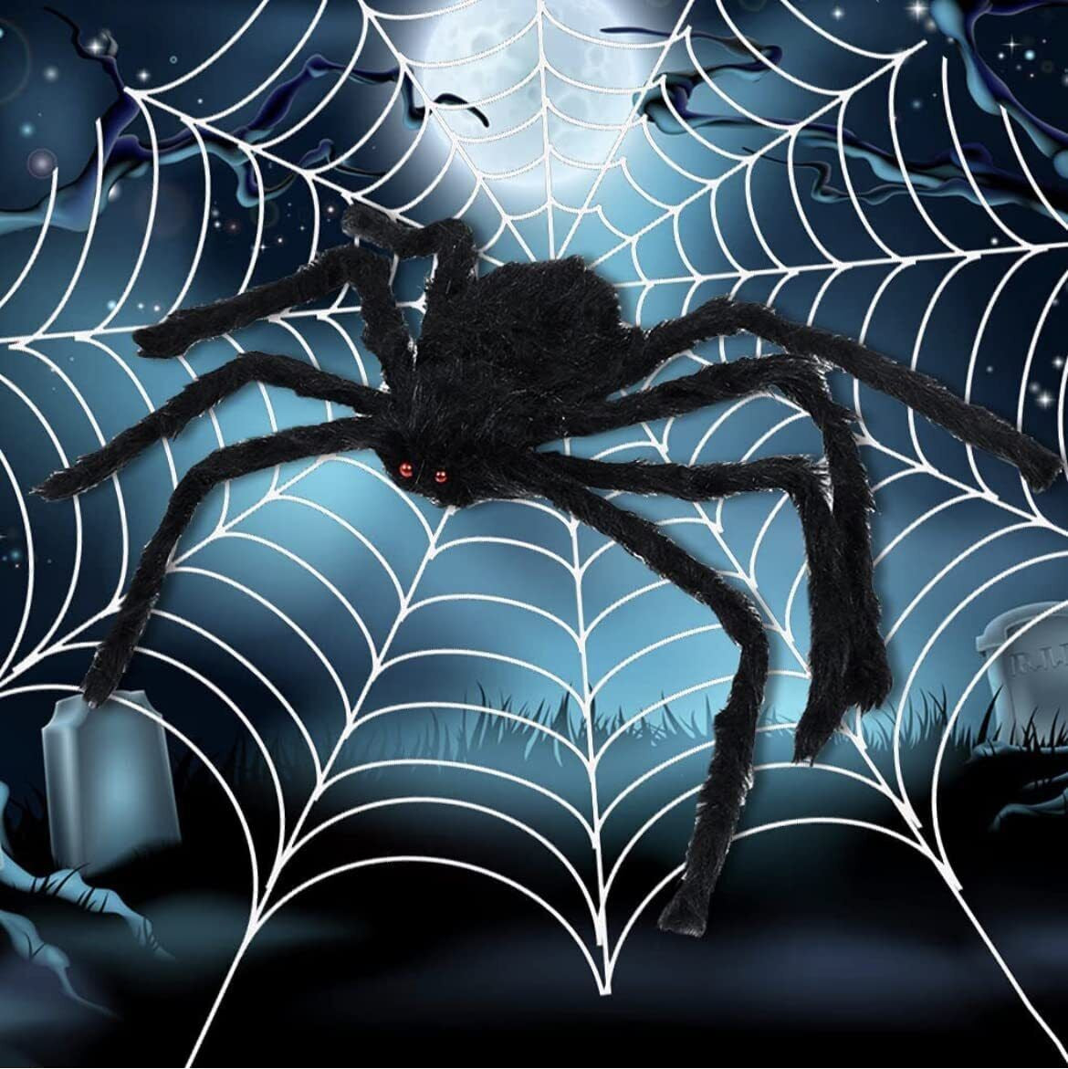 200CM Hairy Giant Spider Halloween Prop Haunted House Party In/Outdoor Decor New