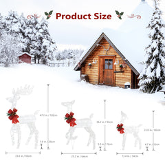 3pcs Family Elk White Iron Frame Cotton Thread Green Onion Powder Courtyard Elk Decoration 54x38x122cm 30.00V 3.60W