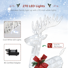 3pcs Family Elk White Iron Frame Cotton Thread Green Onion Powder Courtyard Elk Decoration 54x38x122cm 30.00V 3.60W