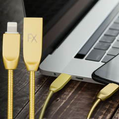 Spring Cable with Zinc Alloy Connectors Gold