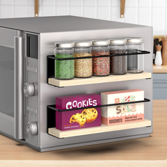 Magnetic Spice Rack Wooden Shelf 2pc