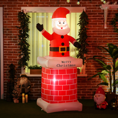 Christmas Inflatable Santa Claus from Chimney with LED Lights 7ft