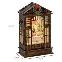 Christmas Snow Globe Lantern with Lights for Holiday Bronze Tone