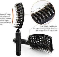 Boar Bristle Hair Brush Set – Curved and Vented Detangling Hair Brush