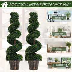Artificial Boxwood Spiral Topiary Plant Tree's Green Set of 2