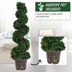 Artificial Boxwood Spiral Topiary Plant Tree's Green Set of 2
