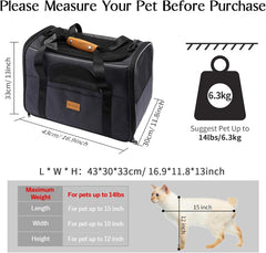 Cat Carrier, Portable Pet Carrier Bag for Cats and Small Dogs, Foldable Soft Sided Cat Transport Carrier, Airline Approved Pet Travel Carrier with Shoulder Strap, Removable Mat and Pet Bowl
