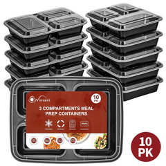 10pk 3 Compartment Meal Prep Containers x3
