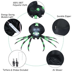 Inflatable Halloween Spide with LED Lights and Powerful Blower