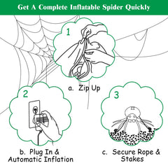 Inflatable Halloween Spide with LED Lights and Powerful Blower
