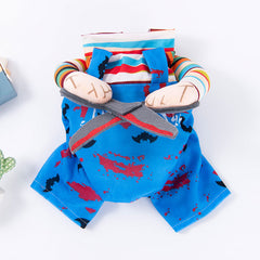 Pet clothes are funny take a knife transform into a pet dog Halloween pet