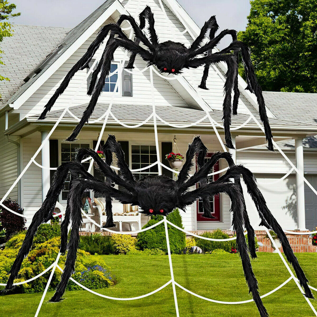 200CM Hairy Giant Spider Halloween Prop Haunted House Party In/Outdoor Decor New
