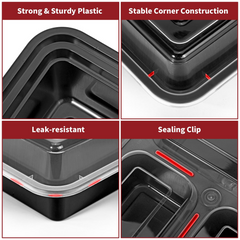 10pk 3 Compartment Meal Prep Containers x3