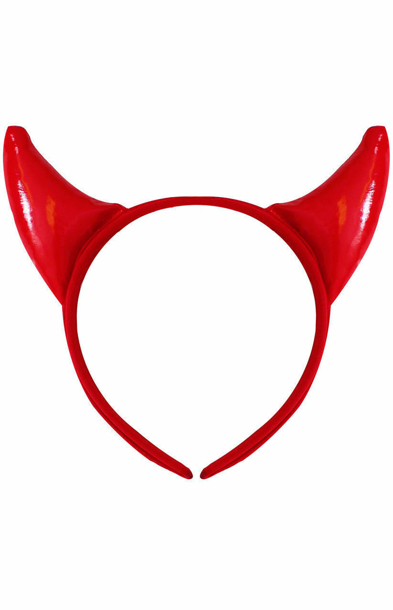 Devil Horns Halloween Fancy Dress Headband Ladies Metallic PVC Fluffy Horns