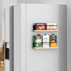 Magnetic Spice Rack Wooden Shelf 2pc