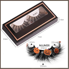 Halloween Eyelashes 3D Halloween Lashes Natural Pumpkin Eyelashes Reusable Eye Lashes Halloween False Eyelashes Natural Look Fake Eyelashes for Halloween Party, Halloween Cosplay, Gifts for Girls