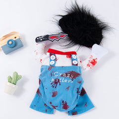 Pet clothes are funny take a knife transform into a pet dog Halloween pet
