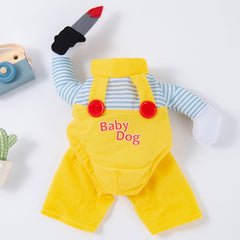 Pet clothes are funny take a knife transform into a pet dog Halloween pet