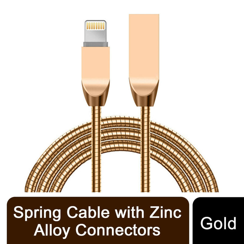 Spring Cable with Zinc Alloy Connectors Gold