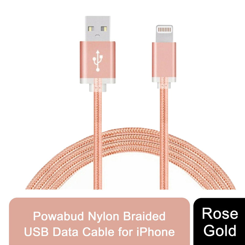 Nylon Braided USB Data Cable for Phone Rose Gold