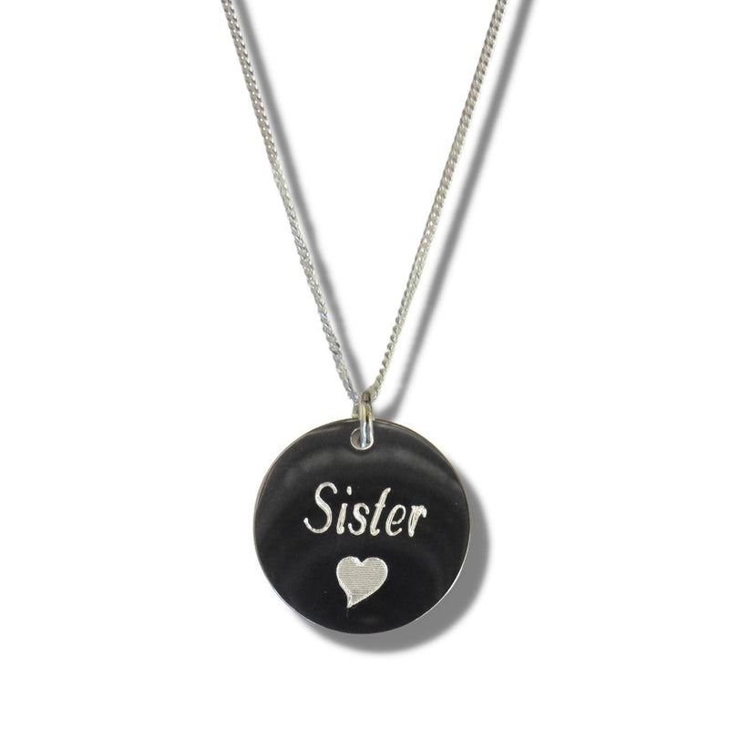 Sister Disc Necklace and Heart Symbol