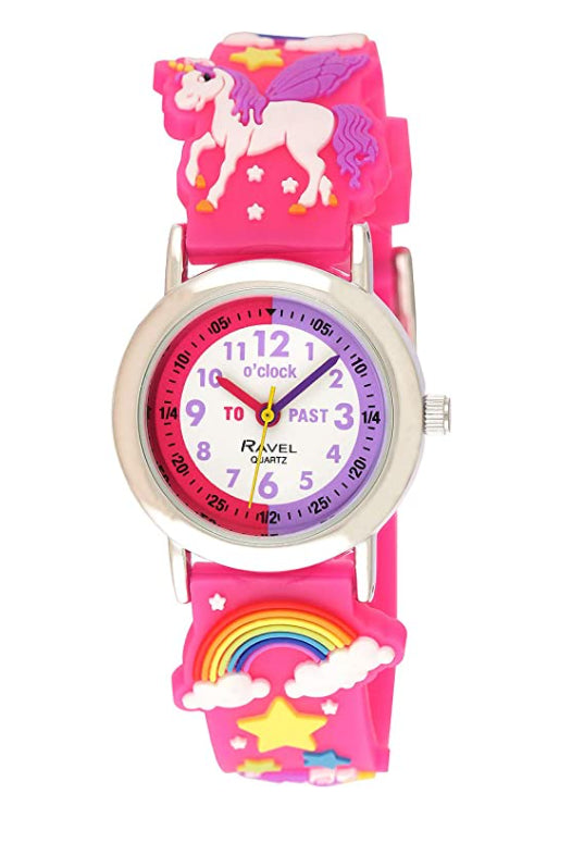 Ravel Children Girls 3D Cartoon Time Teacher Watch Unicorn