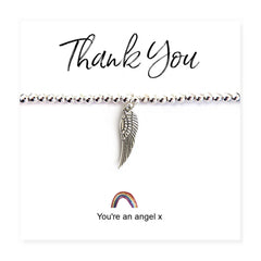 Angel Wing Bracelet on Rainbow Thank You Card