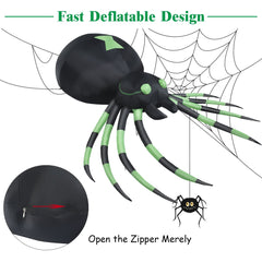 Inflatable Halloween Spide with LED Lights and Powerful Blower