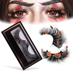 Halloween Eyelashes 3D Halloween Lashes Natural Pumpkin Eyelashes Reusable Eye Lashes Halloween False Eyelashes Natural Look Fake Eyelashes for Halloween Party, Halloween Cosplay, Gifts for Girls